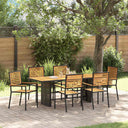 vidaXL Garden Dining Set 7 pcs Black and Brown poly rattan