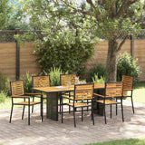 vidaXL Garden Dining Set 7 pcs Black and Brown poly rattan