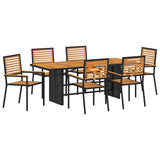 vidaXL Garden Dining Set 7 pcs Black and Brown poly rattan