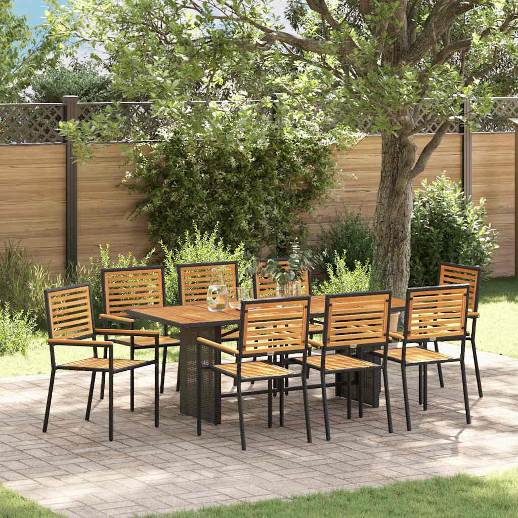 vidaXL Garden Dining Set 7 pcs Black and Brown poly rattan