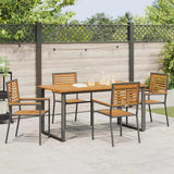 vidaXL Tuin Eettafel Set 7 pcs Zwart Massief Acacia Hout