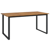 vidaXL Tuin Eettafel Set 7 pcs Zwart Massief Acacia Hout