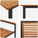 vidaXL Tuin Eettafel Set 7 pcs Zwart Massief Acacia Hout