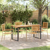 vidaXL Tuin Eettafel Set 7 pcs Zwart Massief Acacia Hout