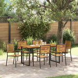 vidaXL Tuin Eettafel Set 7 pcs Zwart Massief Acacia Hout