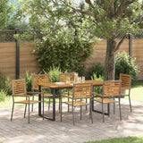 vidaXL Tuin Eettafel Set 7 pcs Zwart Massief Acacia Hout