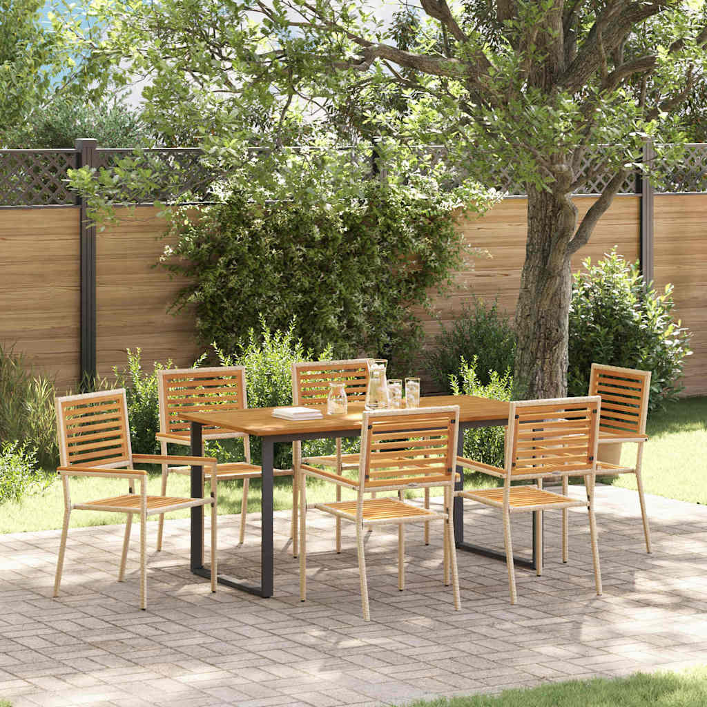 vidaXL Tuin Eettafel Set 7 pcs Zwart Massief Acacia Hout