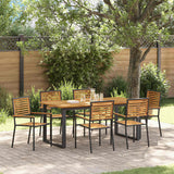 vidaXL Tuin Eettafel Set 7 pcs Zwart Massief Acacia Hout