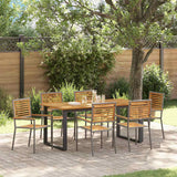 vidaXL Tuin Eettafel Set 7 pcs Zwart Massief Acacia Hout