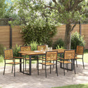 vidaXL Tuin Eettafel Set 7 pcs Zwart Massief Acacia Hout