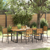 vidaXL Tuin Eettafel Set 7 pcs Zwart Massief Acacia Hout
