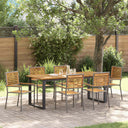 vidaXL Tuin Eettafel Set 7 pcs Zwart Massief Acacia Hout