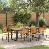 vidaXL Tuin Eettafel Set 7 pcs Zwart Massief Acacia Hout