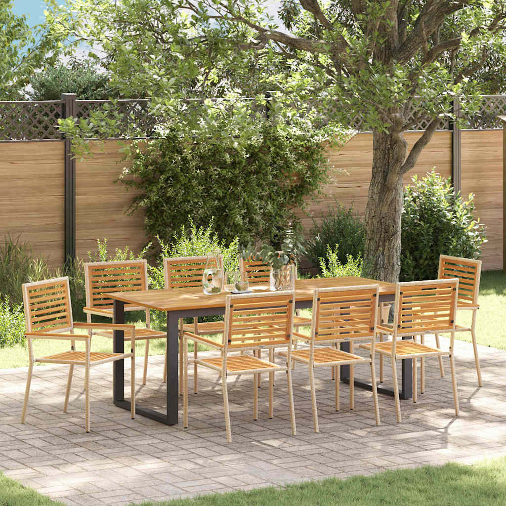 vidaXL Tuin Eettafel Set 7 pcs Zwart Massief Acacia Hout