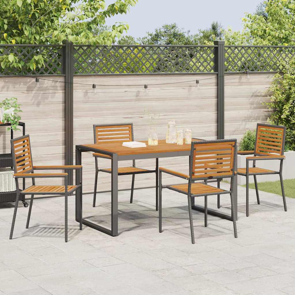 vidaXL Garden Dining Set 5 pcs Black and Brown poly rattan