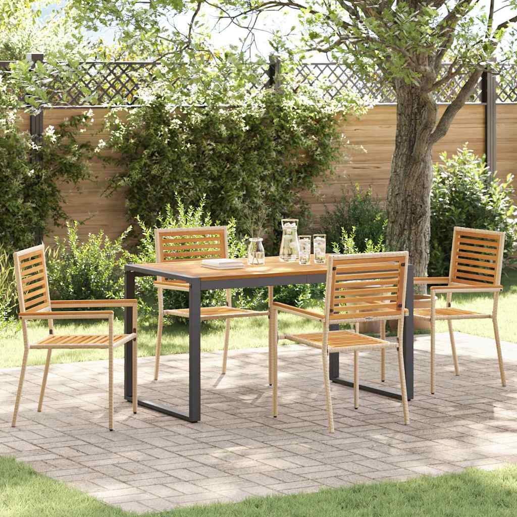 vidaXL Garden Dining Set 5 pcs Black and Brown poly rattan