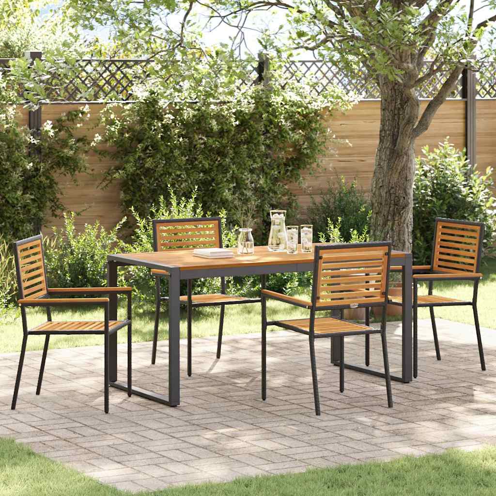 vidaXL Garden Dining Set 5 pcs Black and Brown poly rattan
