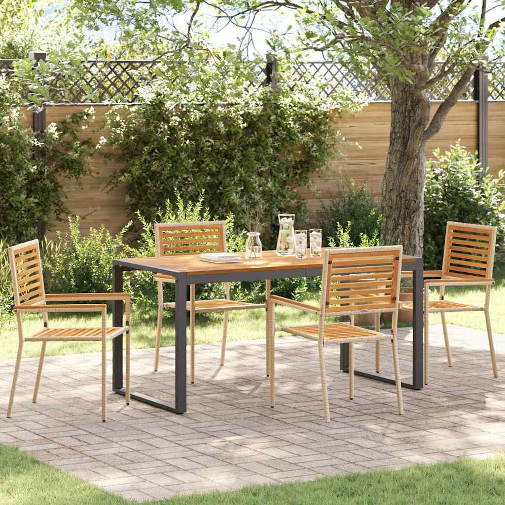 vidaXL Garden Dining Set 5 pcs Black and Brown poly rattan