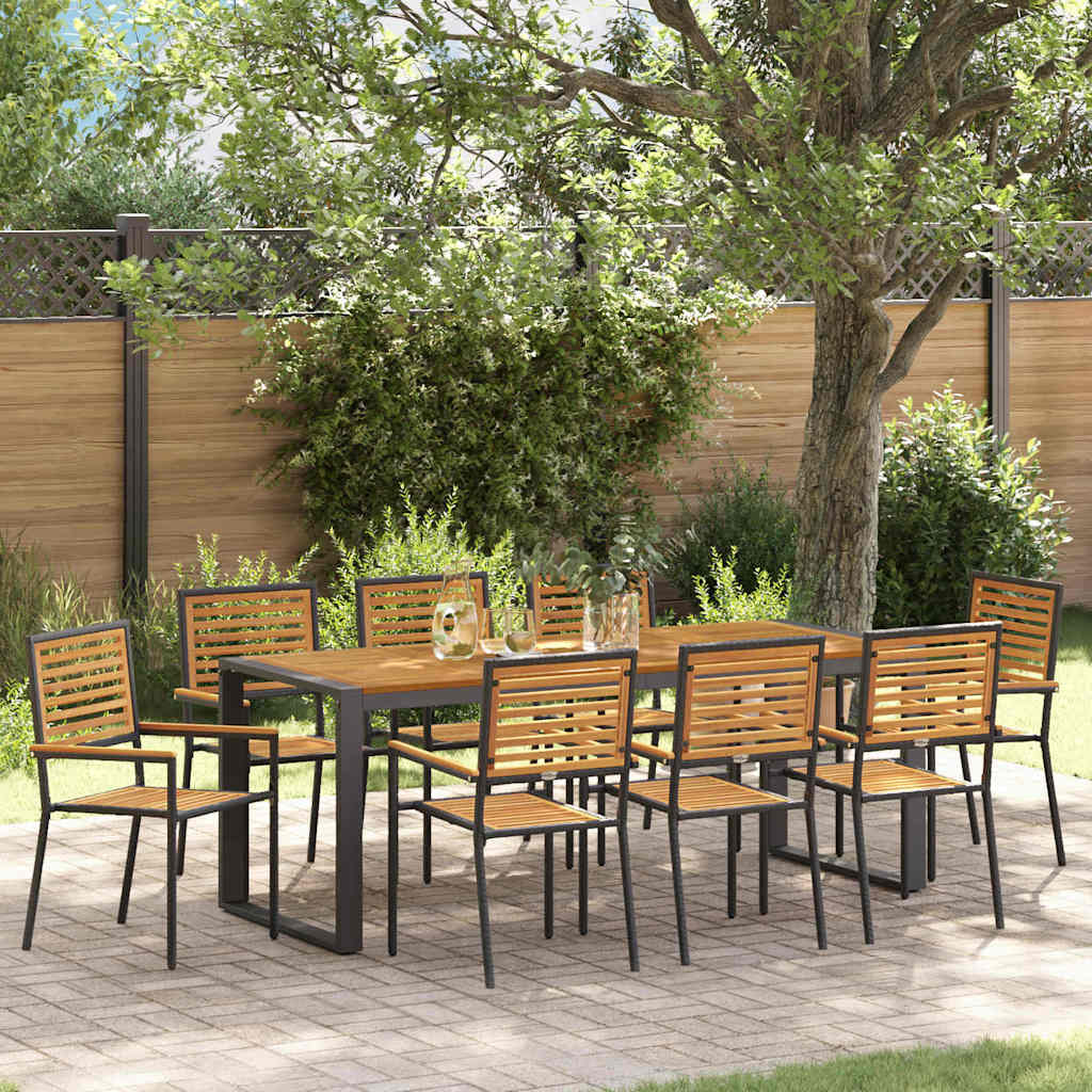 vidaXL Garden Dining Set 5 pcs Black and Brown poly rattan