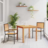 vidaXL Tuin Eettafel Set 3 pcs Zwart Massief Acacia Hout