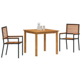 vidaXL Tuin Eettafel Set 3 pcs Zwart Massief Acacia Hout