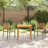 vidaXL Tuin Eettafel Set 3 pcs Zwart Massief Acacia Hout