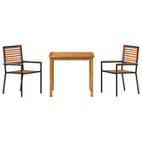 vidaXL Tuin Eettafel Set 3 pcs Zwart Massief Acacia Hout