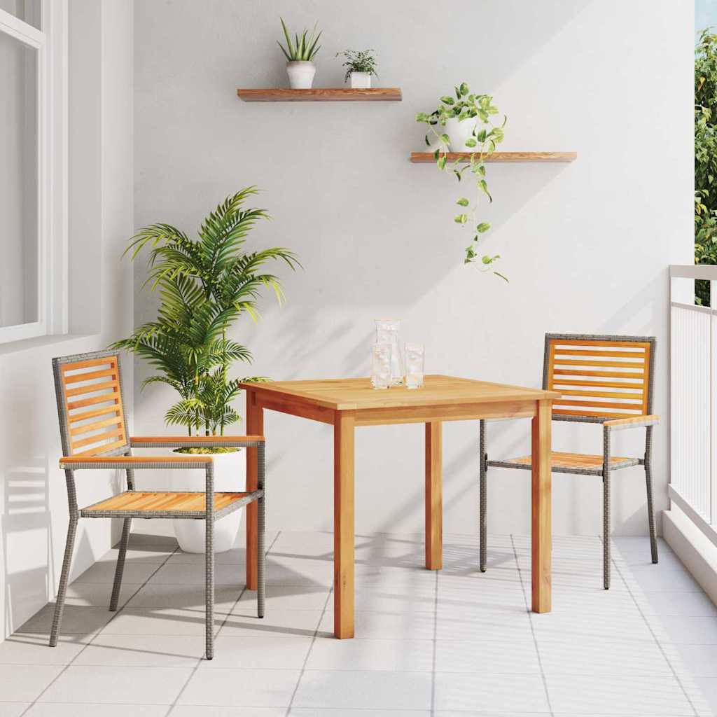 vidaXL Tuin Eettafel Set 3 pcs Zwart Massief Acacia Hout