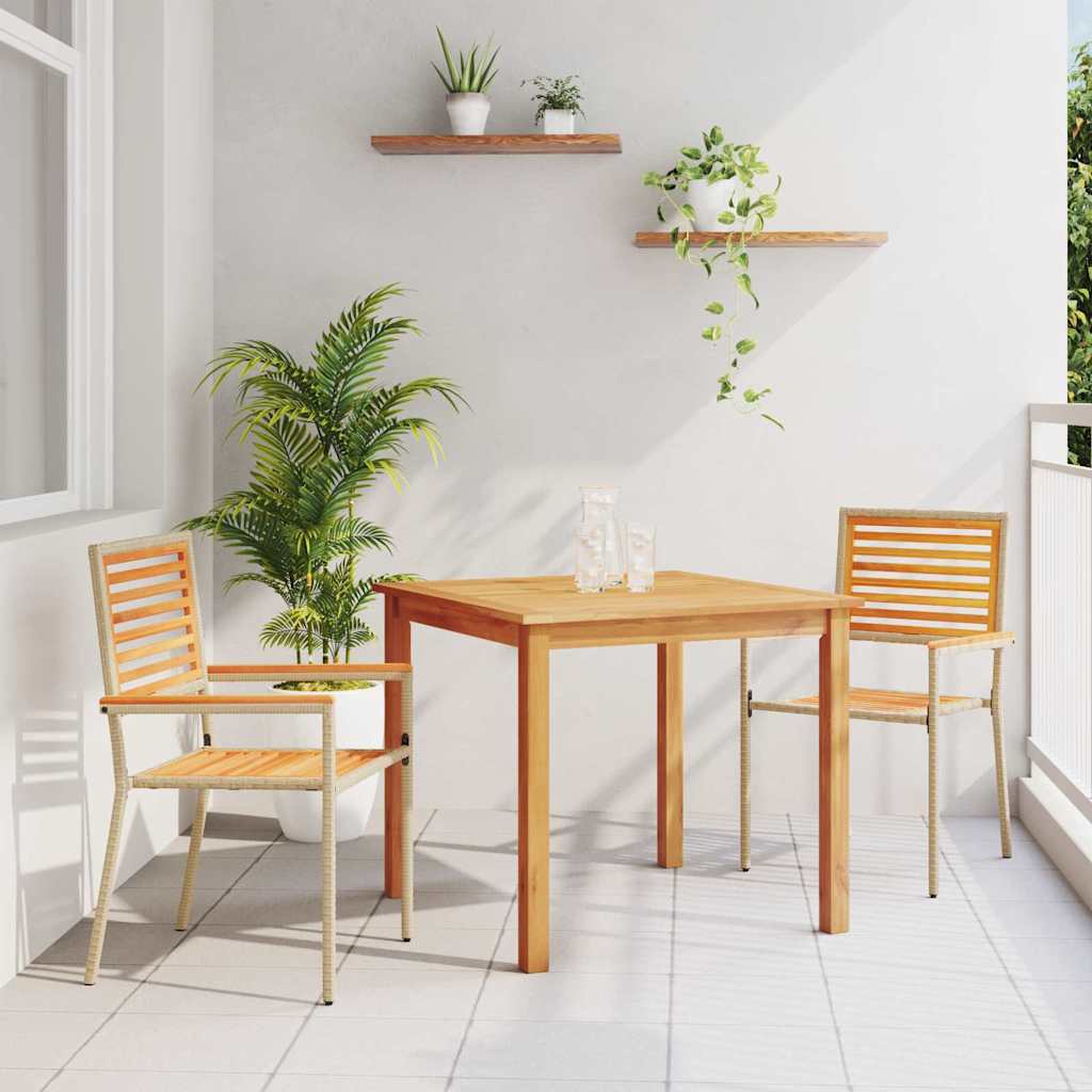 vidaXL Tuin Eettafel Set 3 pcs Zwart Massief Acacia Hout