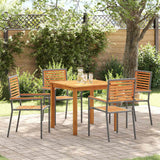 vidaXL Tuin Eettafel Set 3 pcs Zwart Massief Acacia Hout