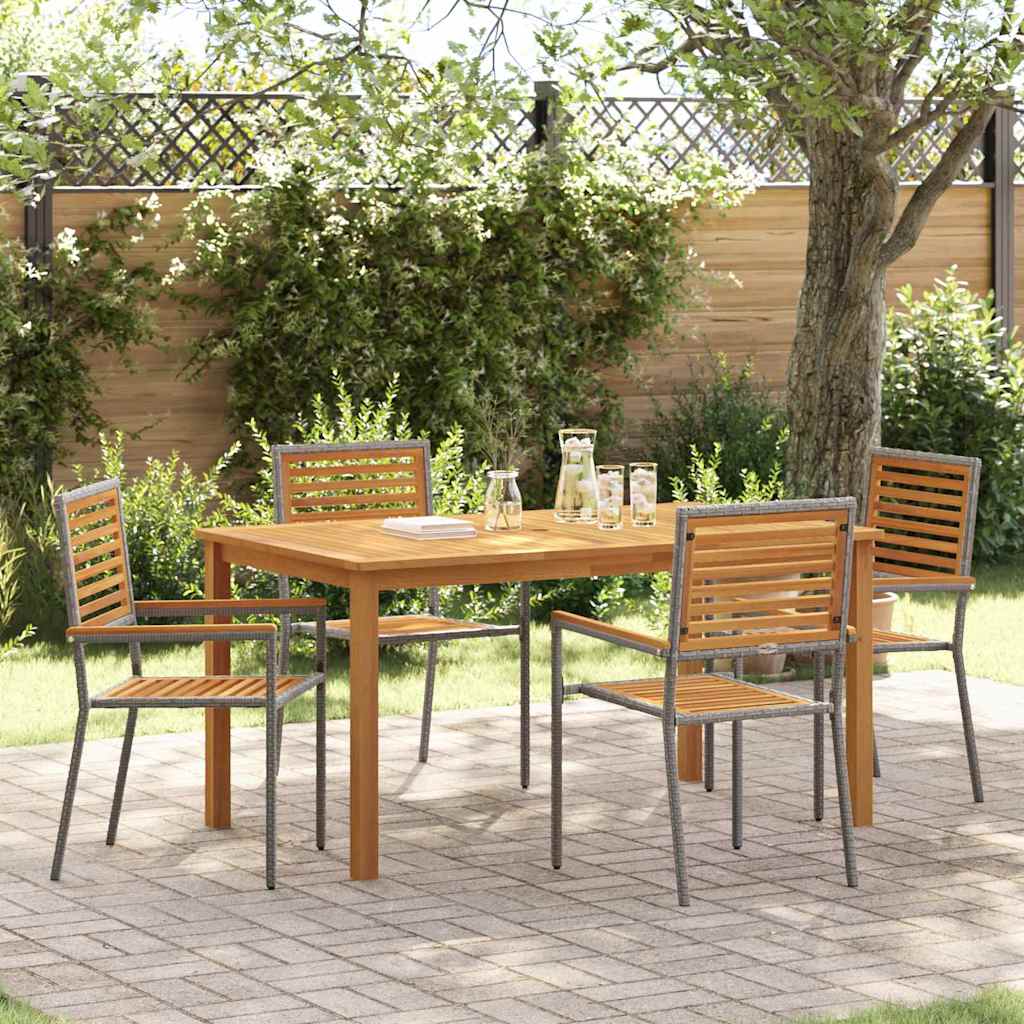 vidaXL Tuin Eettafel Set 3 pcs Zwart Massief Acacia Hout