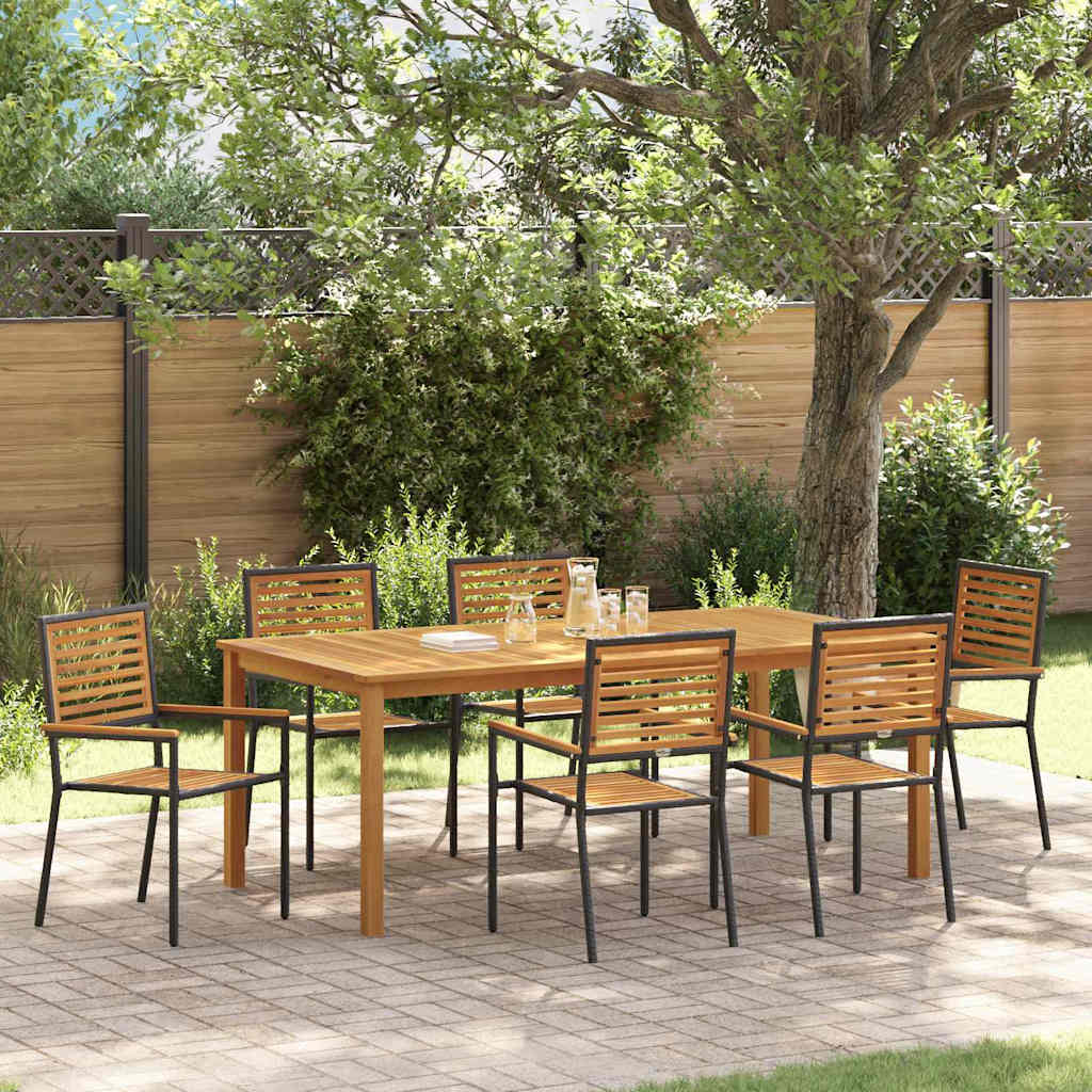 vidaXL Tuin Eettafel Set 3 pcs Zwart Massief Acacia Hout