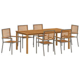 vidaXL Tuin Eettafel Set 3 pcs Zwart Massief Acacia Hout