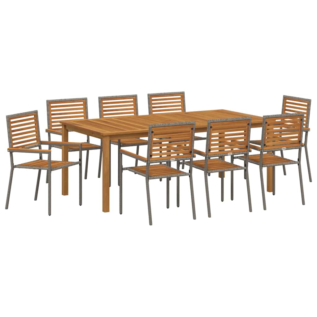vidaXL Tuin Eettafel Set 3 pcs Zwart Massief Acacia Hout