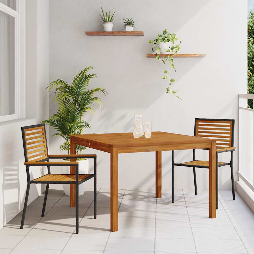 vidaXL Garden Dining Set 3 pcs Black Solid Acacia Wood