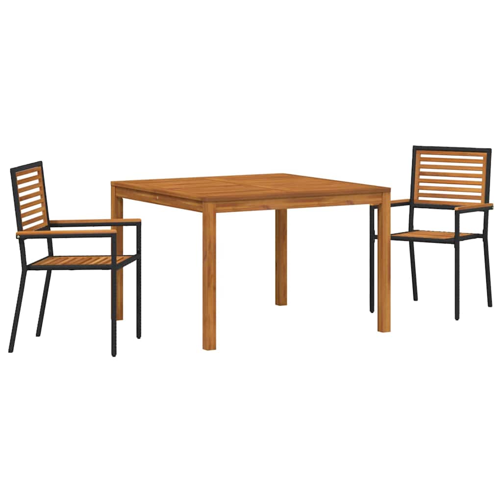 vidaXL Garden Dining Set 3 pcs Black Solid Acacia Wood