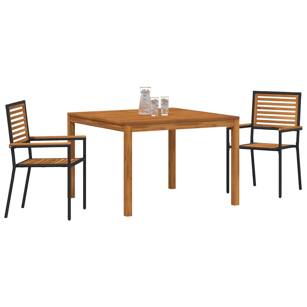 vidaXL Garden Dining Set 3 pcs Black Solid Acacia Wood