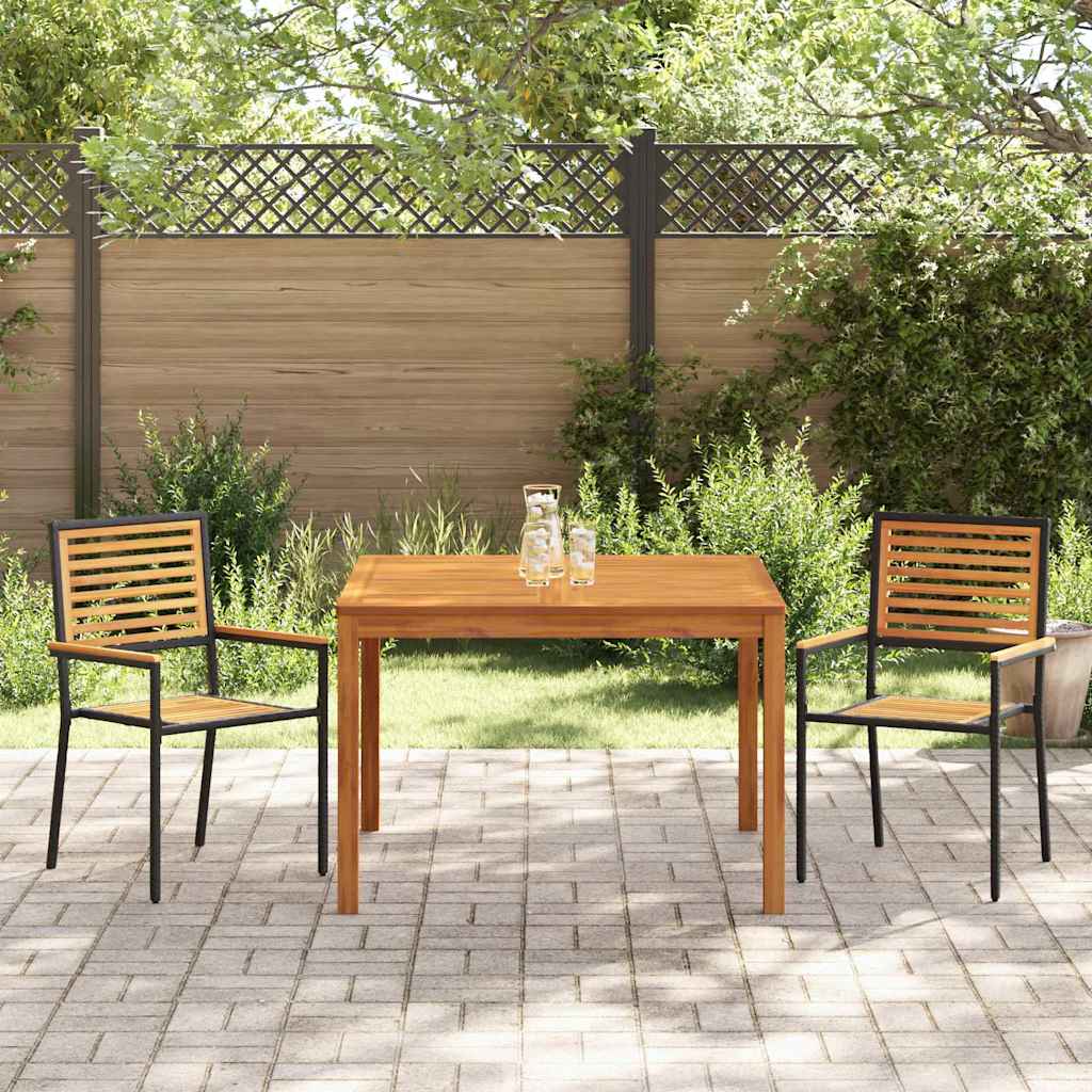 vidaXL Garden Dining Set 3 pcs Black Solid Acacia Wood