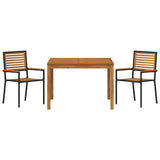 vidaXL Garden Dining Set 3 pcs Black Solid Acacia Wood