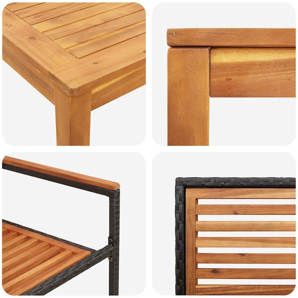 vidaXL Garden Dining Set 3 pcs Black Solid Acacia Wood