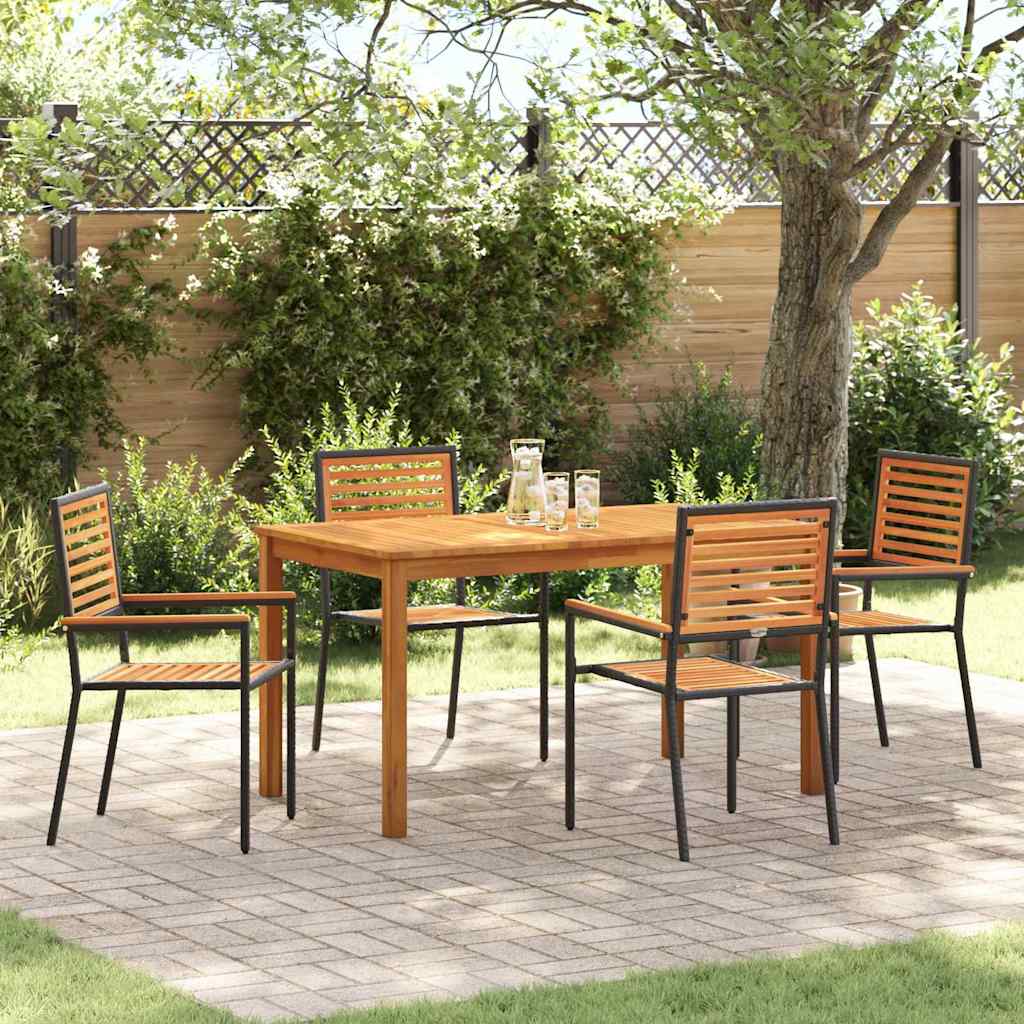vidaXL Garden Dining Set 3 pcs Black Solid Acacia Wood