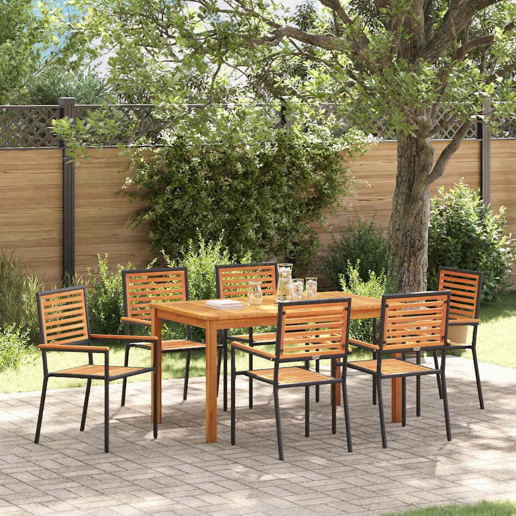 vidaXL Garden Dining Set 3 pcs Black Solid Acacia Wood