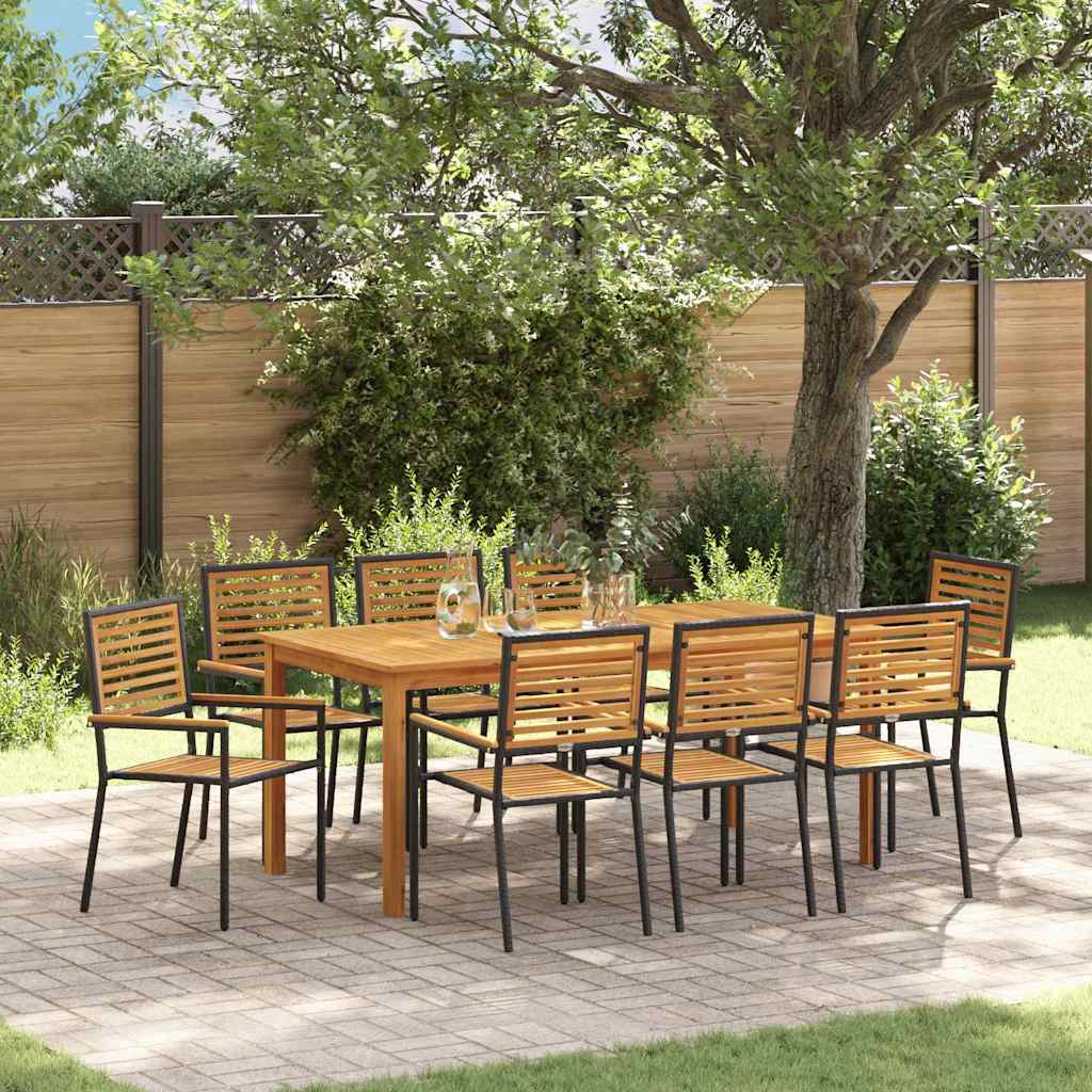 vidaXL Garden Dining Set 3 pcs Black Solid Acacia Wood