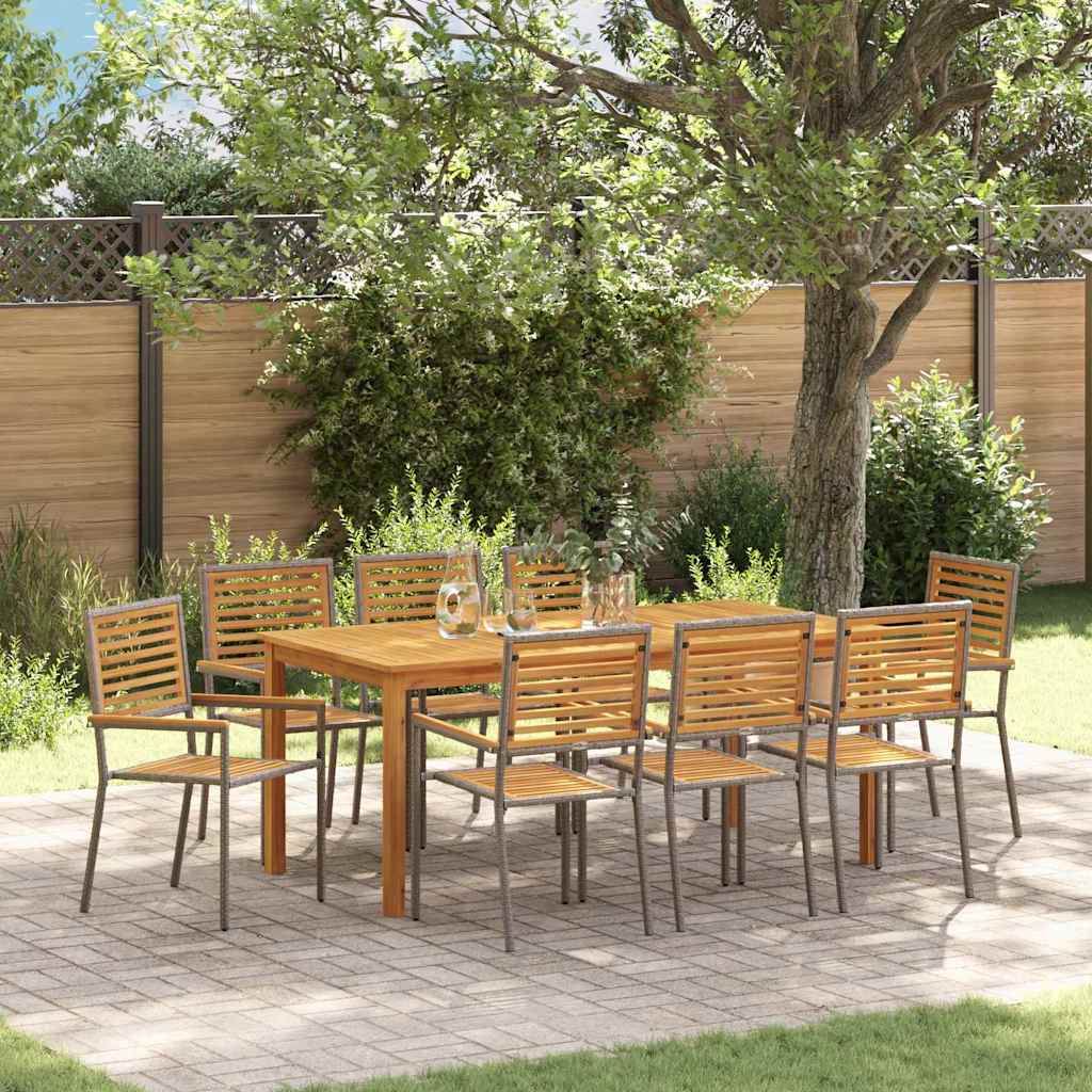 vidaXL Garden Dining Set 3 pcs Black Solid Acacia Wood