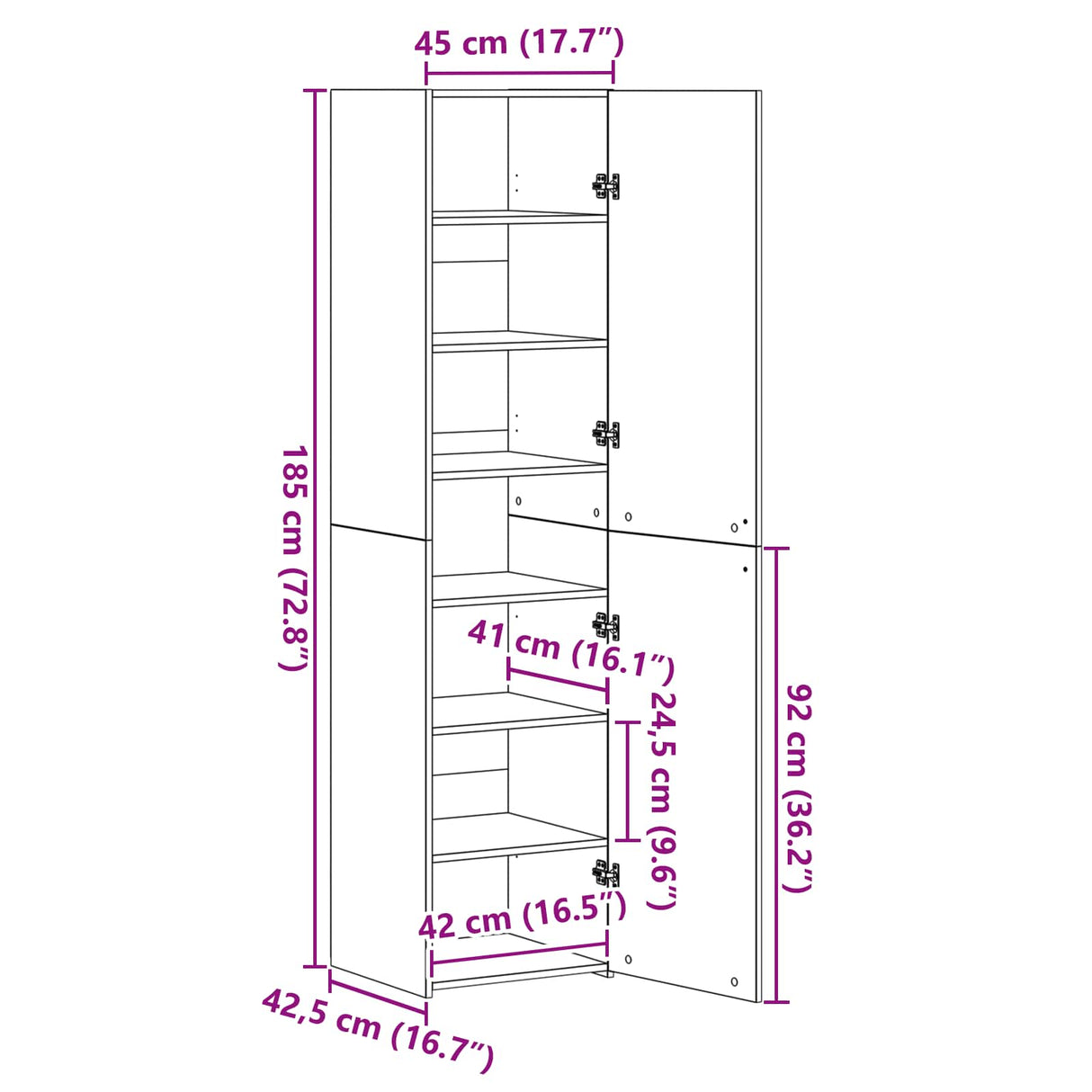 vidaXL Highboard 2 pcs Artisan Oak 45 x 42.5 x 185 cm