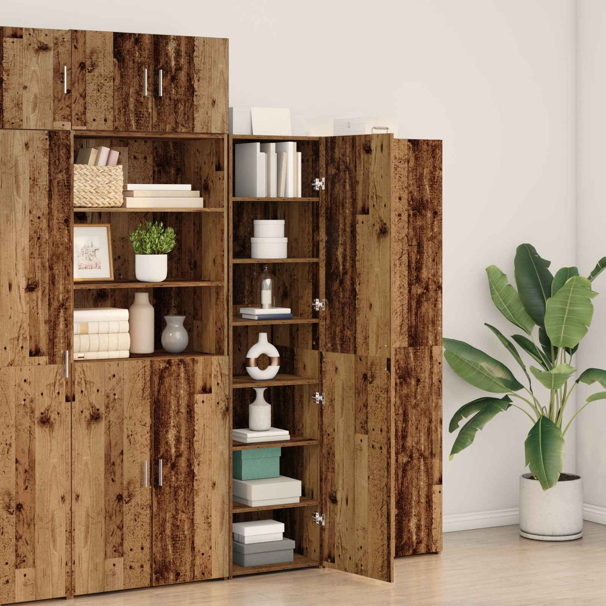 vidaXL Highboard 2 pcs Solid Wood 50 x 42.5 x 185 cm