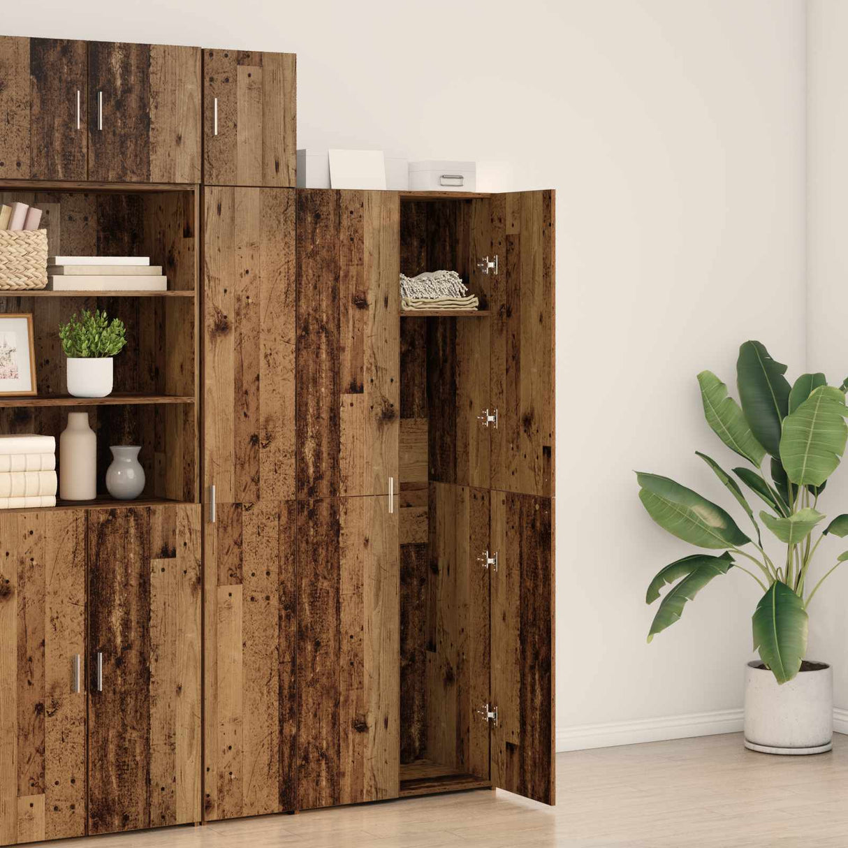 vidaXL Highboard Oud hout 70 x 42.5 x 185 cm Bewerkt hout