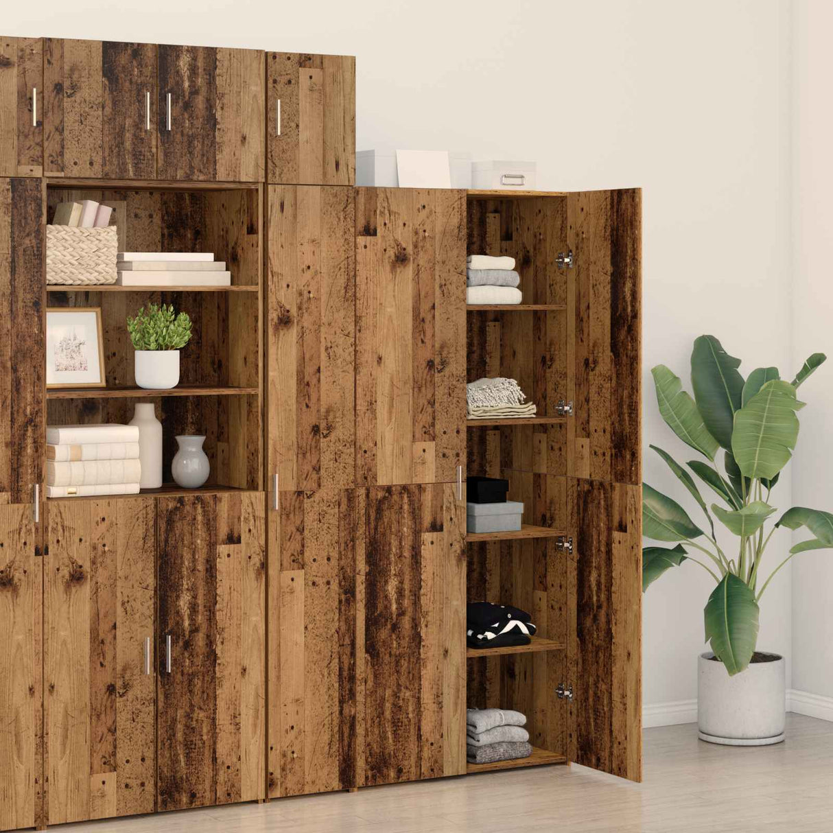 vidaXL Highboard 2 pcs Solid Wood 80 x 42 x 185 cm