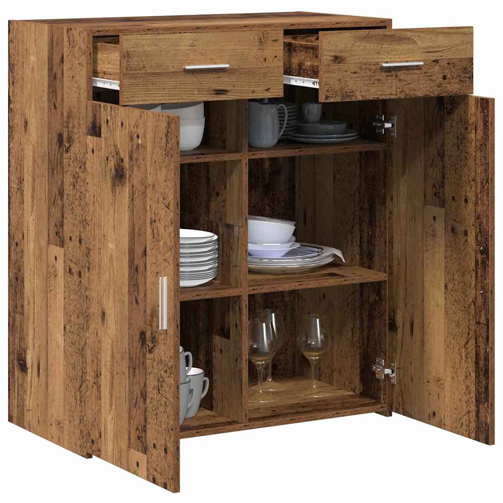 vidaXL Opbergkast met lade Oud hout 80 x 42,5 x 93,5 cm Bewerkt hout