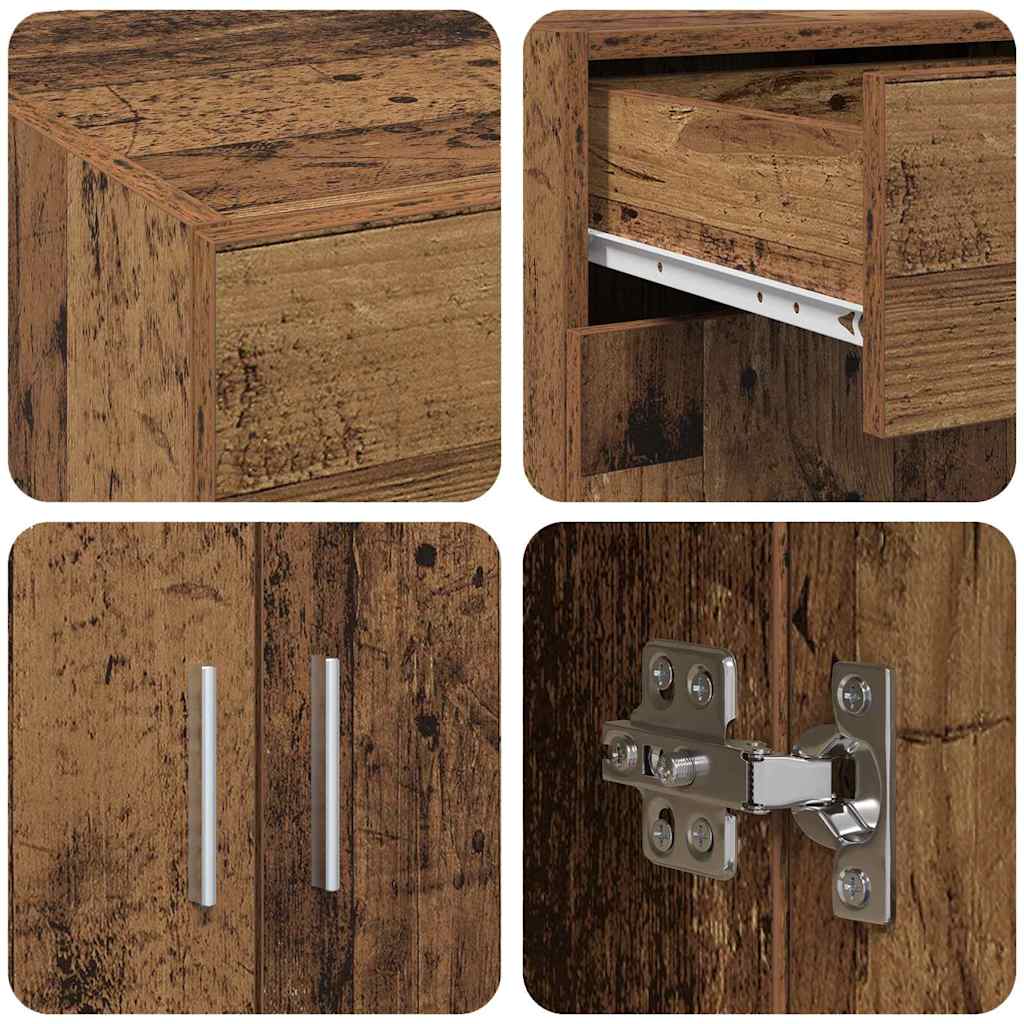 vidaXL Opbergkast met lade Oud hout 80 x 42,5 x 93,5 cm Bewerkt hout